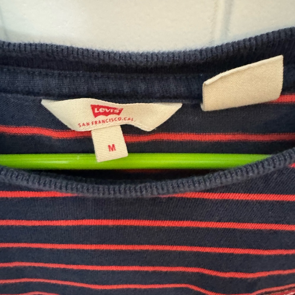 Levi's Navy and Red Striped T-Shirt Dress women’s medium #72 - Picture 3 of 5